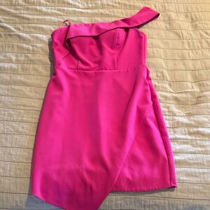 City Studio Fuchsia One Shoulder Dress